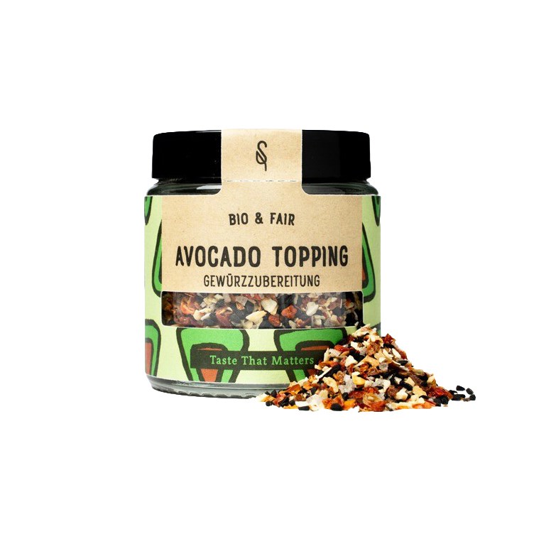 Glas Avocado Topping Bio 55 g von SoulSpice mit Gewürzmischung, ideal für Avocado-Toast, Guacamole, Bowls und Hummus