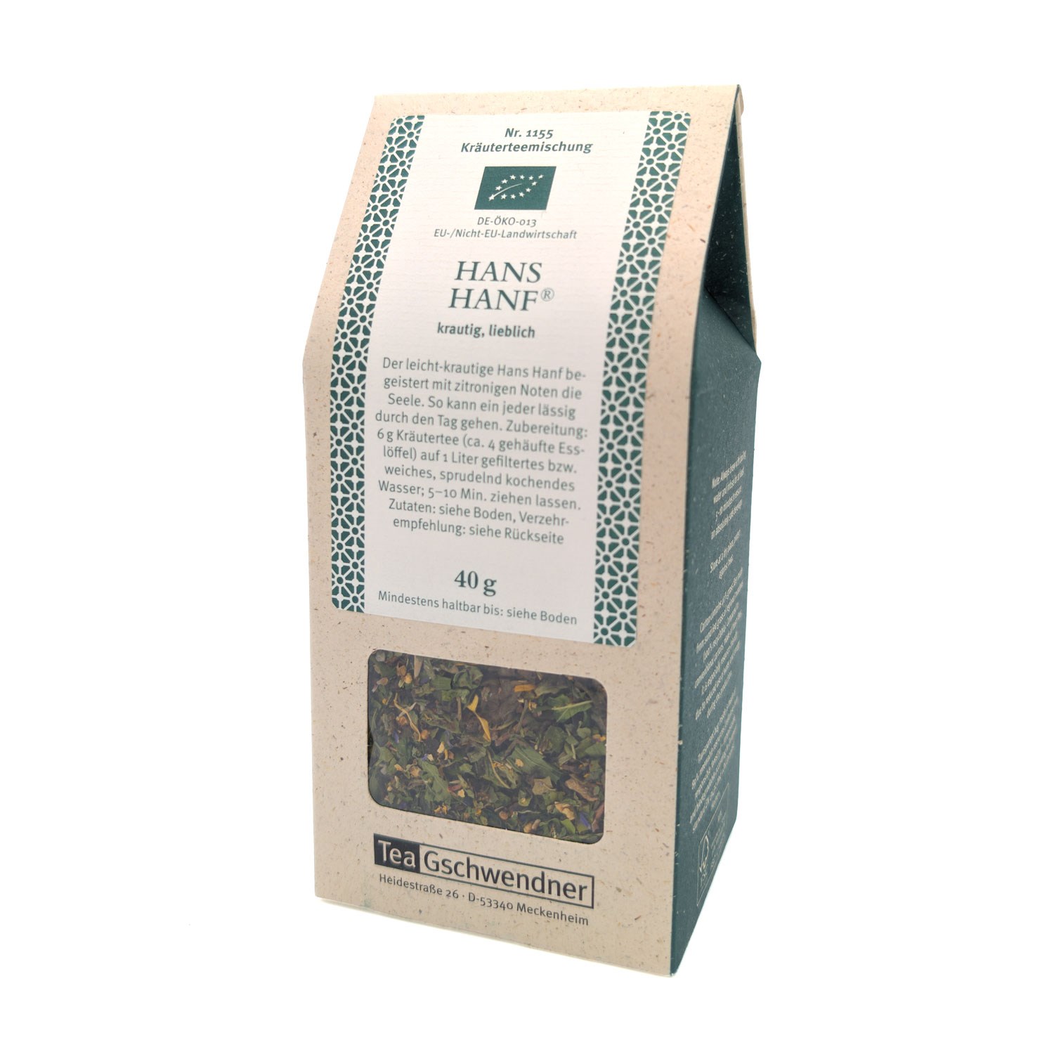 Packung Tea Gschwendner Hans Hanf Kräutertee 40g
