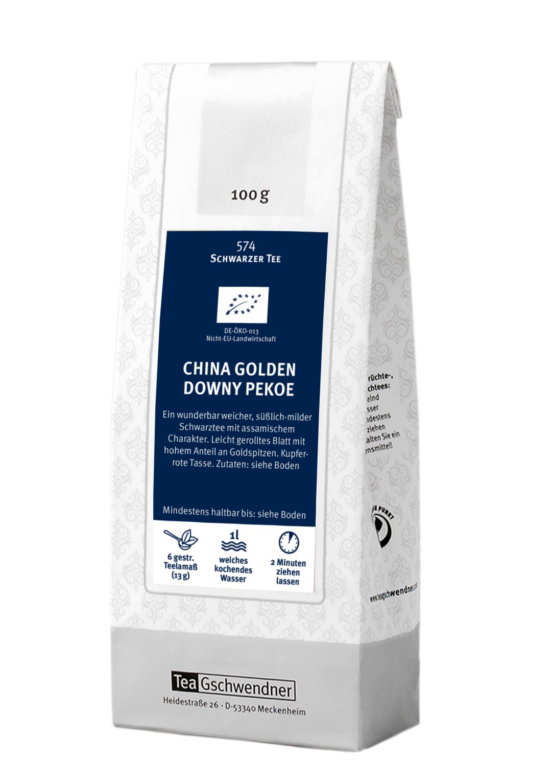 Teepackung China Golden Downy Pekoe Schwarzer Tee 100g