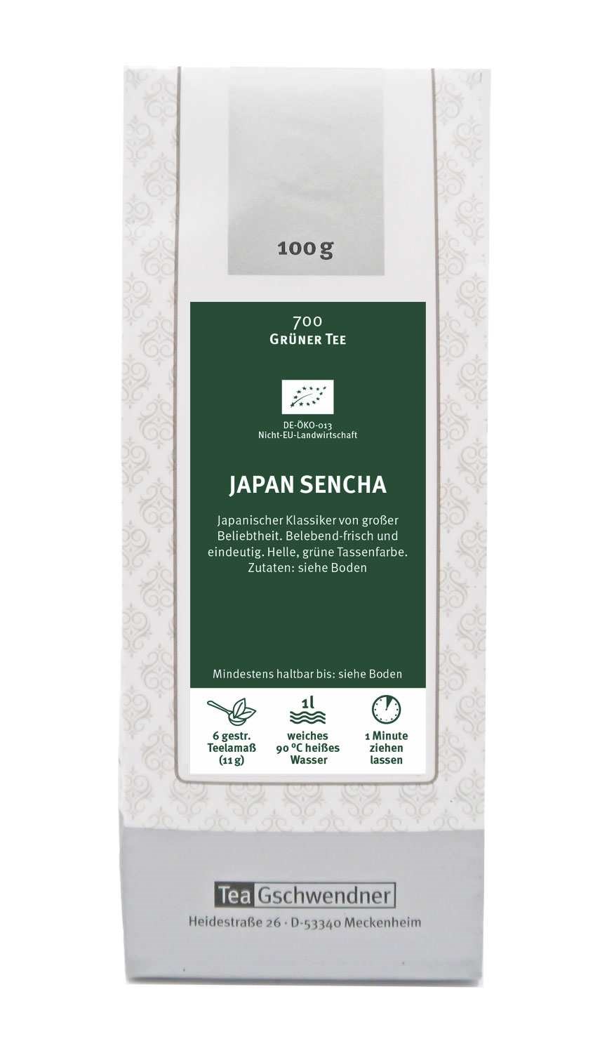 Verpackung Tea Geschwendner Japan Sencha, Bio-Grüntee, 100 g