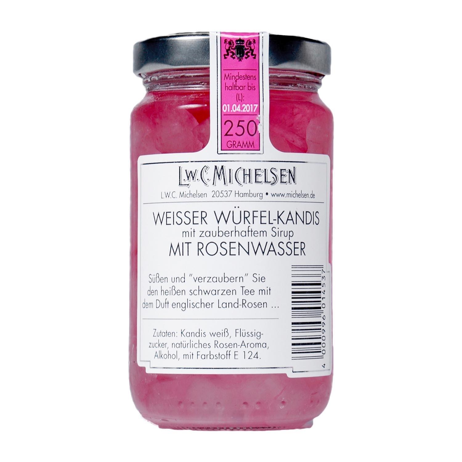 Glas L.W.C. Michelsen Weißer Würfelkandis mit Rosenwasser