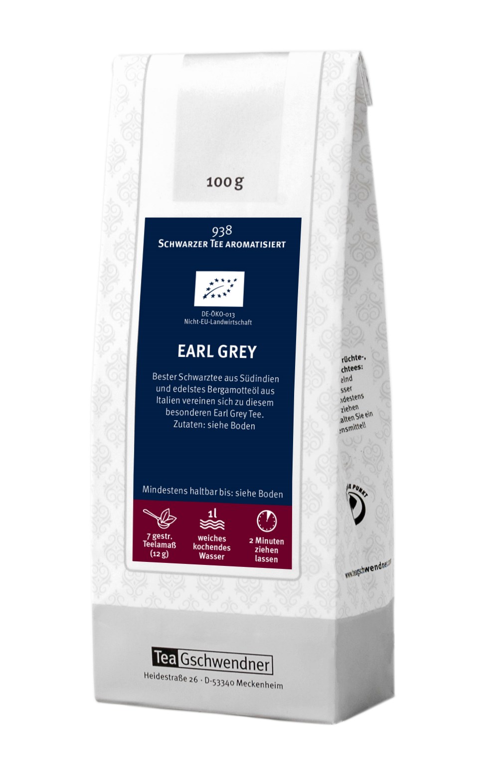 TeaGschwendner Earl Grey Schwarzer Tee 100 g Packung