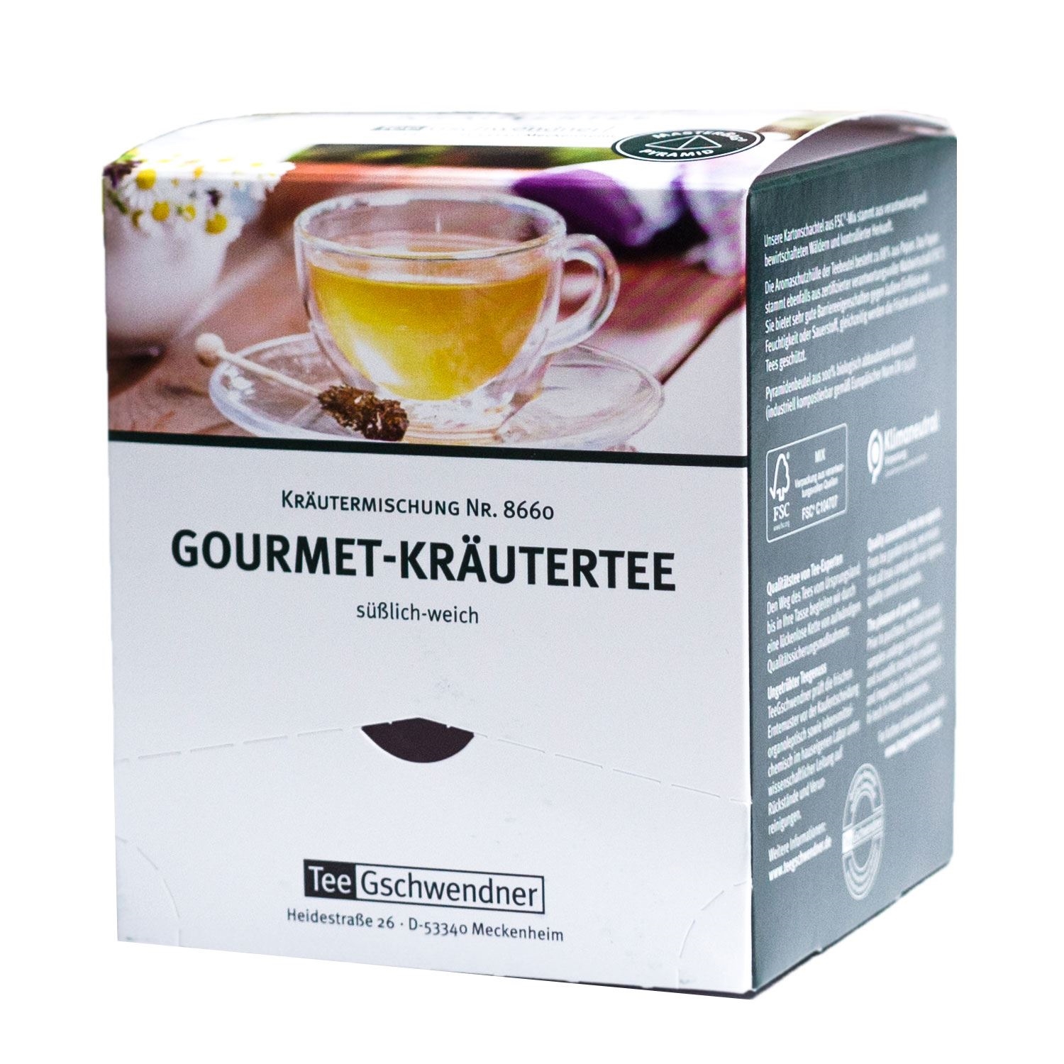 Packung Tee Gschwendner Gourmet-Kräutertee süßlich-weich